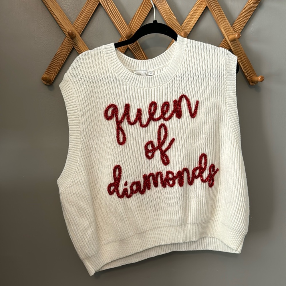 Queen of sparkle baseball sweater vest medium